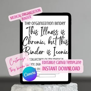 Health Tracking Worksheets | Medical Binder Editable Canva Template | Instant Download
