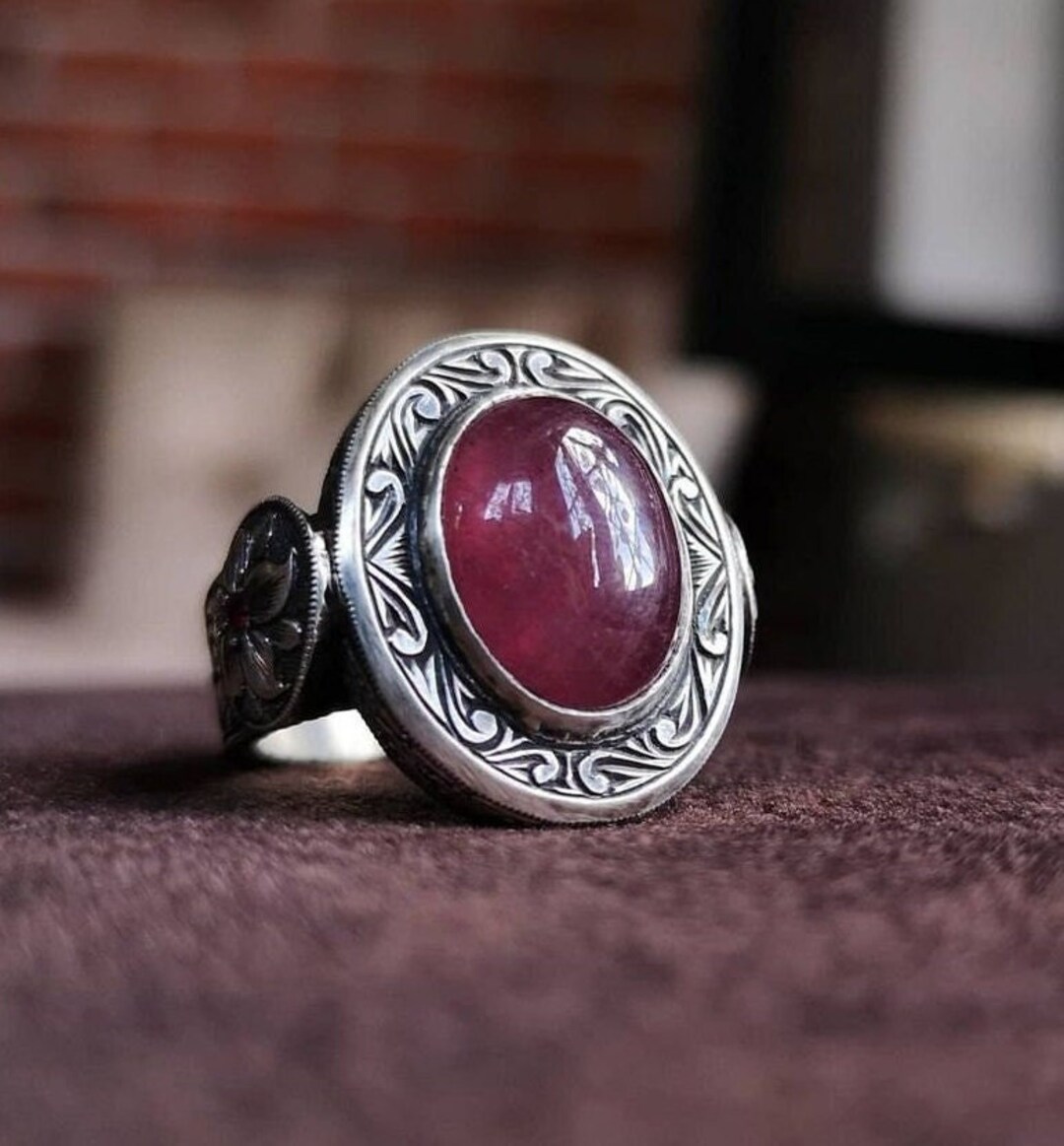 Heavy and Elegant 925 Sterling Silver Natural Ruby Stone Mens Ring –  silverbazaaristanbul