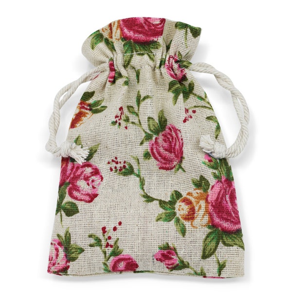 Rose Cotton Linen Gift Bags Drawstring Jewellery Pouches Eco-friendly Wholesale Packaging