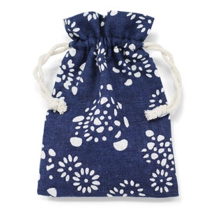 Sacs cadeaux en coton et lin, pochettes à bijoux avec cordon de serrage, emballage de gros respectueux de l'environnement, marguerite bleue