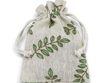 Leaf Cotton Linen Gift Bags Drawstring Jewellery Pouches Eco-friendly Wholesale Packaging