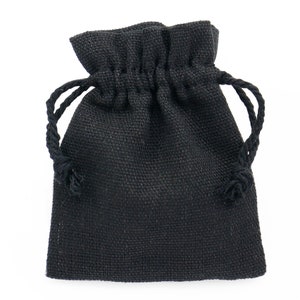 Sacs-cadeaux en lin et coton noir anthracite Pochettes à bijoux avec cordon de serrage Emballage de gros respectueux de l'environnement
