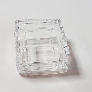 Vintage Glass Trinket Box with Etched Lid