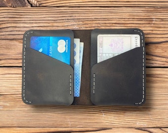 bifold Leather wallet and Card Holder, Anniversary Credit Card Wallet, Birthday gift for dad, Anniversary Gift For Him, Father, Husband