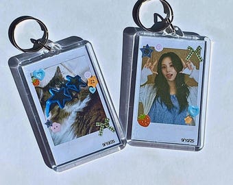 custom polaroid keychain | kpop, phone charm, celebrity, anime, friendship