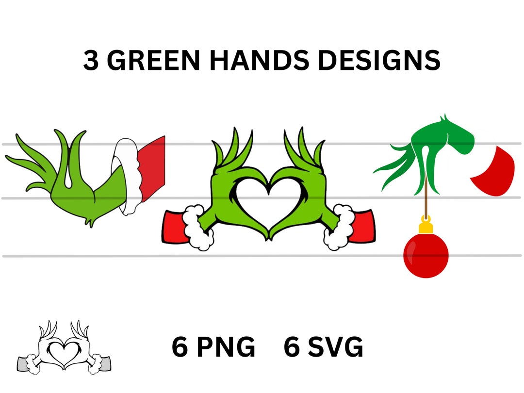 GRINCH Heart Hands Green Heart Hands Svg Png Christmas - Etsy
