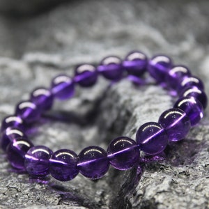 Amethyst rare dark purple AAA grade natural crystal bead size 10mm ︳ Women  ︳ Girls