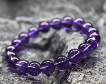 Amethyst rare dark purple AAA grade natural crystal bead size 10mm ︳ Women  ︳ Girls
