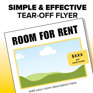 Room For Rent, Flyer, Canva template, Rent poster, Room for rent Advertisement template