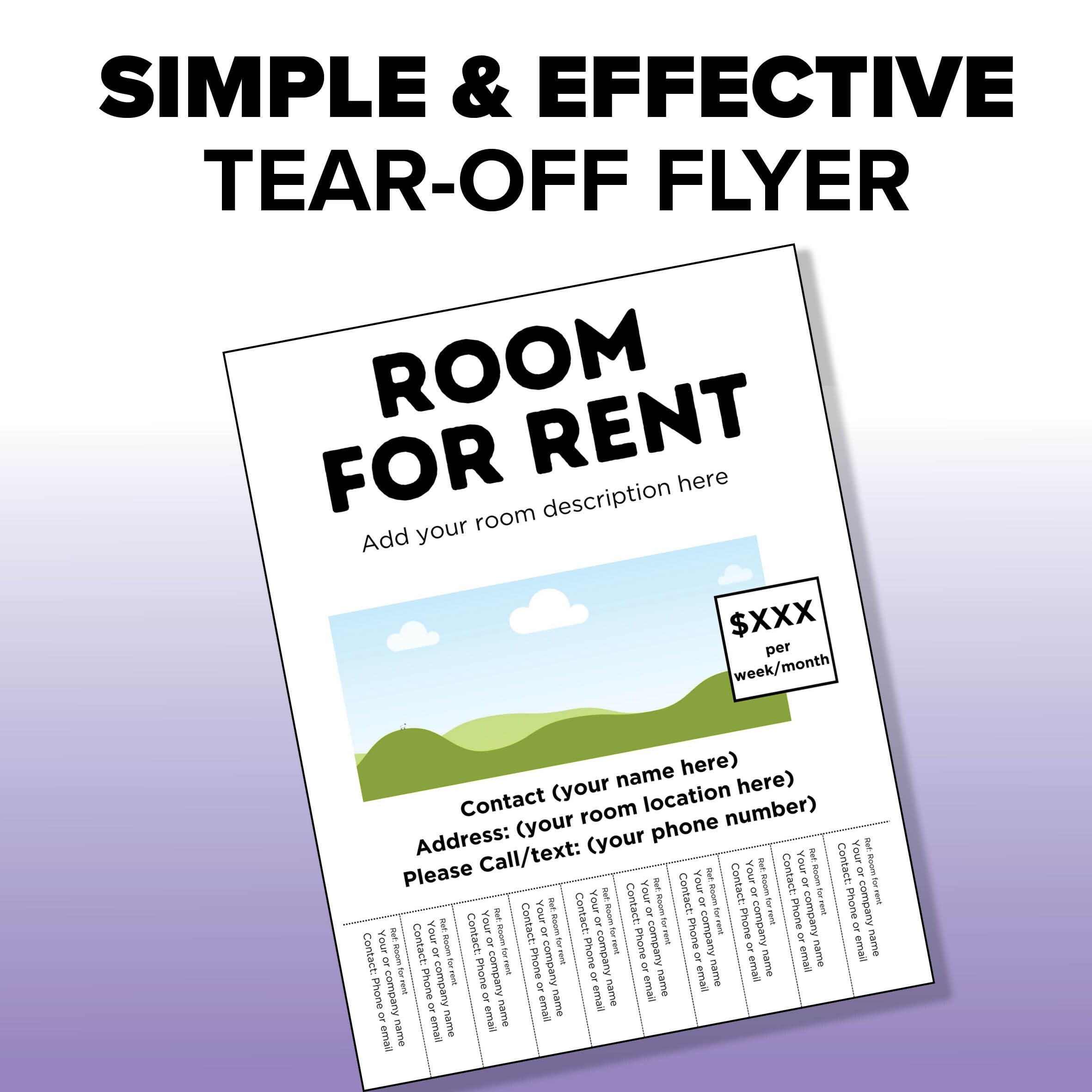 Room for Rent, Flyer, Template, Apartment Rent Flyer, Room for Rent