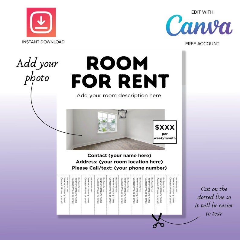 Room for Rent Flyer Template: Minimalist Apartment Rental Ad (digital ...