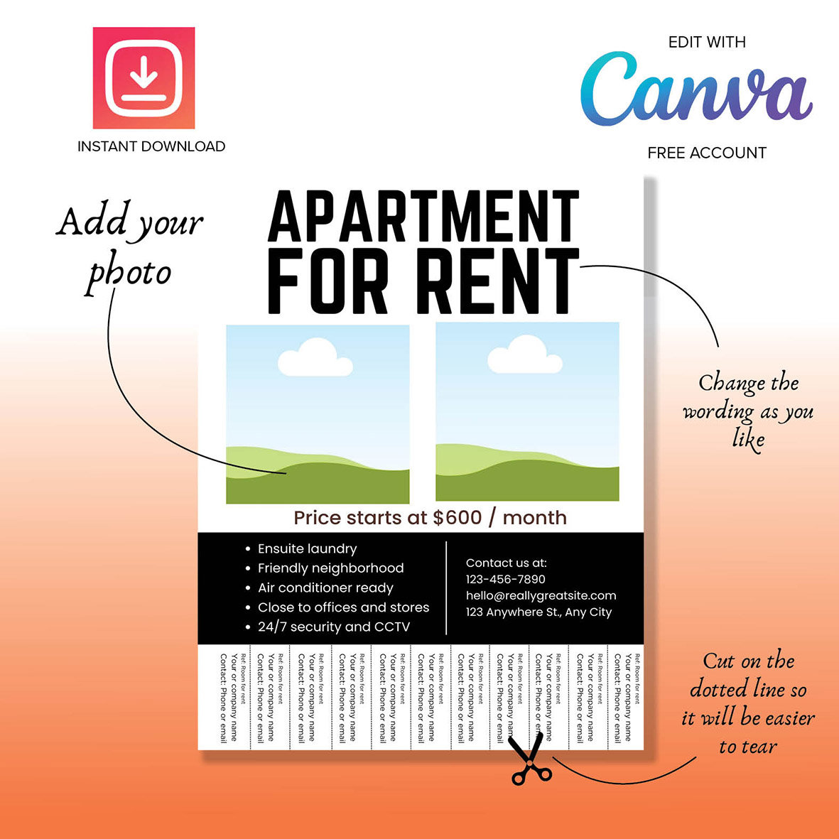 Room For Rent Flyer.pdf Apartment Room for Rent Flyer Template: Minimalist Design (digital ...