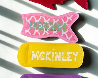 Personalized Popsicle Yogurt Holder, Kids Neoprene Freezer Sleeve, Reusable Snack Holder