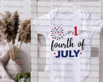 My First Fourth of July Baby Onesie | Patriotic Fireworks