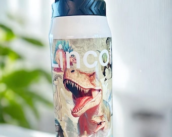 Personalized Dinosaur Water Bottle: 32oz Insulated Stainless Steel, Sport Top