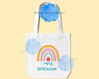 Personalized Teacher Tote Bag: Recycled Cotton School Bag