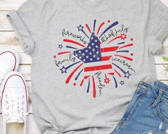 Patriotic USA Fireworks Ice Cream T-Shirt