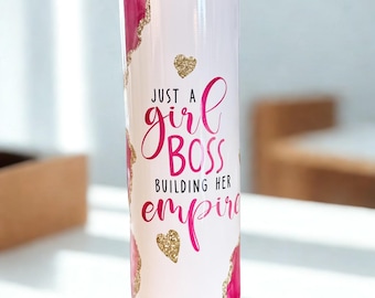 Girl Boss Geode Tumbler: Pink, White & Gold Insulated Cup