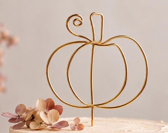 Décoration de gâteau citrouille en fil de fer | Décoration de gâteau citrouille d'automne dorée | Décoration de gâteau façonnée à la main pour les fêtes d'Halloween, Thanksgiving et les mariages d'automne