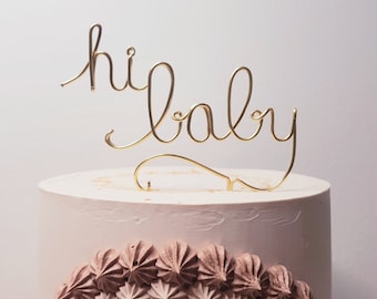 Décoration de gâteau « Salut bébé » en fil de fer | Décoration de gâteau pour baby shower | Décoration de gâteau pour annoncer une grossesse (garçons et filles)