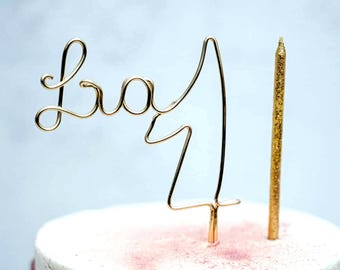 Décoration de gâteau d'anniversaire avec nom et chiffre, décoration de gâteau personnalisée, décoration de gâteau en fil de fer, décoration d'anniversaire faite main pour enfants