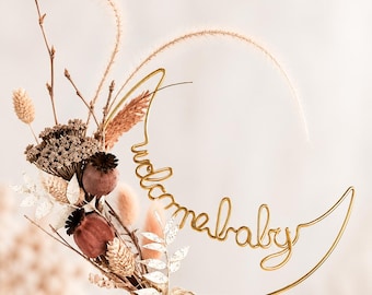 Décoration de gâteau « Bienvenue bébé » en fil de fer doré | Baby shower | Fête de révélation du sexe | Décoration de gâteau
