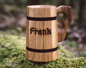 Personalized beer mug, wooden beer mug, beer mug with engraving, men's gifts, Father's Day, husband's birthday