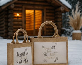 Personalized cotton bag, jute bag, wellness/sauna gift, girlfriend gift, sauna bag, gift for men, Christmas gift