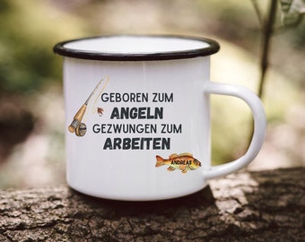 Angler Geschenk, Angeln, Geschenke für Männer, Tasse Männer, Emaille Tasse, Männer Geschenk, Geschenk Mann