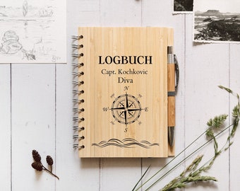 Logbuch personalisiert, Schiff Geschenk, Logbuch, Kapitän Geschenk, Schiffsreise