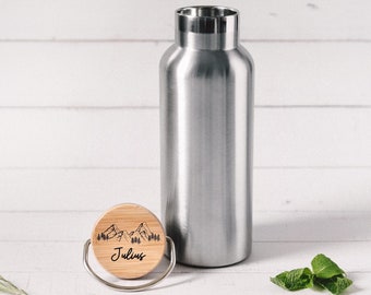 Mountain drinking bottle, personalized drinking bottle, stainless steel drinking bottle, personalized insulated bottle, insulated drinking bottle