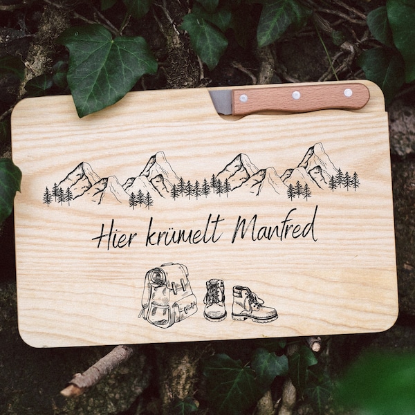 Personalized snack board, gifts for men, cutting board, snack board, mountains snack board, men's gift