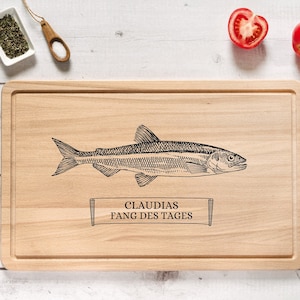 Schneidebrett Fisch, Angler Geschenk, Schneidebrett personalisiert, Männer Geschenk, Geschenke für Angler