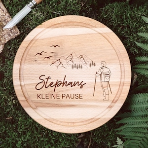 Wandern Geschenk, Holzbrett mit Gravur, Frühstücksbrett personalisiert, Holzbrett personalisiert, Geschenk Camper, Jausenbrett