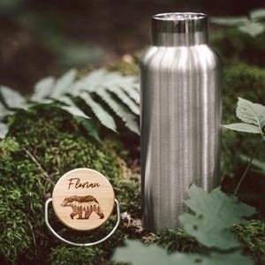 Trinkflasche personalisiert, Trinkflasche Edelstahl, Edelstahl Trinkflasche Bär, Isolierflasche personalisiert, Trinkflasche isoliert