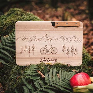 Schneidebrett Männer, Geschenke für Männer, Brett mit Messer, Fahrrad Geschenk, Fahrrad Brett, Gift for him