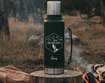 Thermosflasche personalisiert, Thermoskanne mit Becher, Geschenk für Wanderer, Trinkflasche personalisiert, Berge, Geschenke für Männer