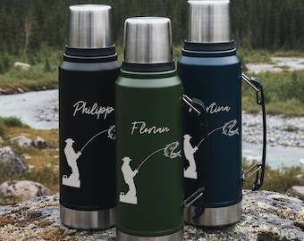 Thermosflasche personalisiert, Geschenke für Männer, Trinkflasche personalisiert, Geschenk für Angler, Trinkflasche personalisiert