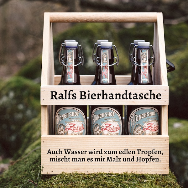 Bier Geschenk, Bierträger Holz, Männerhandtasche Bier, Geschenke für Männer, Vatertag, Geburtstagsgeschenk Mann