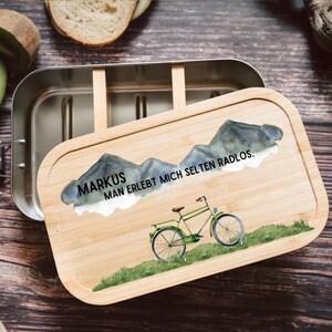 Fahrrad Geschenk, Geschenke für Männer, Lunchbox, Brotdose Edelstahl personalisiert, Männer Geschenk, Brotdose Fahrrad