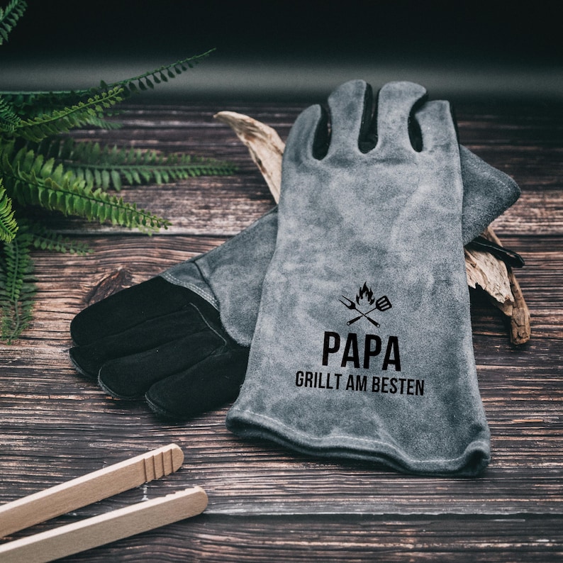 Personalized grilling gloves, Father's Day gift, grilling accessories, grilling, Father's Day, BBQ gift, Dad gift, grilling gloves Grau