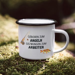 Angler, Angeln, Angeln Geschenk, Tasse Angler, Geschenk für Angler, Emaille Tasse Angeln, Tasse für Angler, Hecht, Fischer
