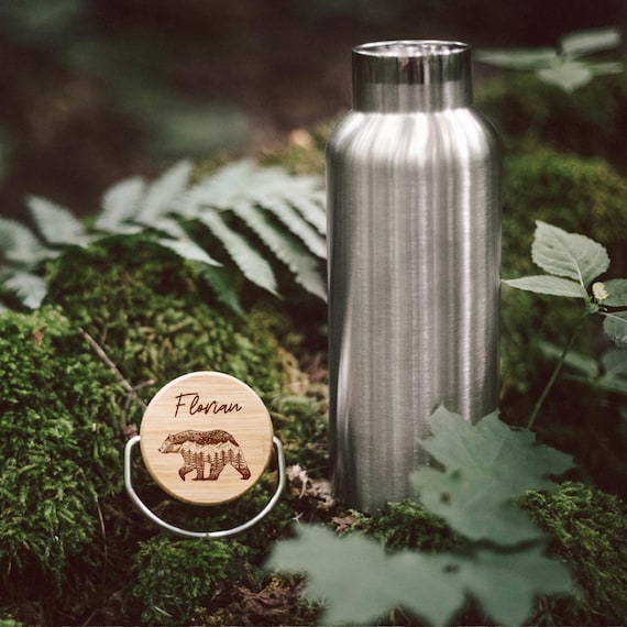 Trinkflasche personalisiert, Trinkflasche Edelstahl, Edelstahl Trinkflasche Bär, Isolierflasche personalisiert, Trinkflasche isoliert