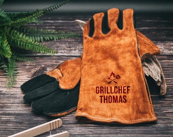Gepersonaliseerde grillhandschoenen, Vaderdagcadeau, BBQ-cadeau, BBQ-accessoires, papa, cadeaus voor mannen, BBQ-handschoenen