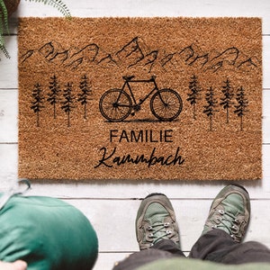 Hochzeitsgeschenk Mountains, Fußmatte Fahrrad, Fahrrad Geschenk, Einzugsgeschenk Mann, Türmatte Fahrrad