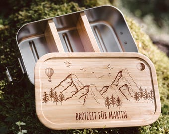 Brotdose, Männergeschenke, Lunchbox Berge, Brotdose Berge, Brotbox personalisiert, Geschenke für Männer