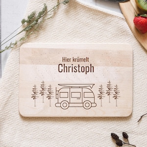 Holzbrett Camping, Frühstücksbrett personalisiert, Frühstücksbrett Holz, Holzbrett personalisiert, Geschenk Camper, Jausenbrett