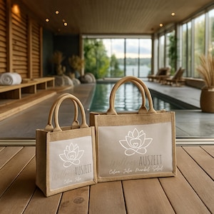 Personalized jute bag, wellness/sauna gift, cotton bag, girlfriend gift, sauna bag, girls' night out gift, bachelorette party