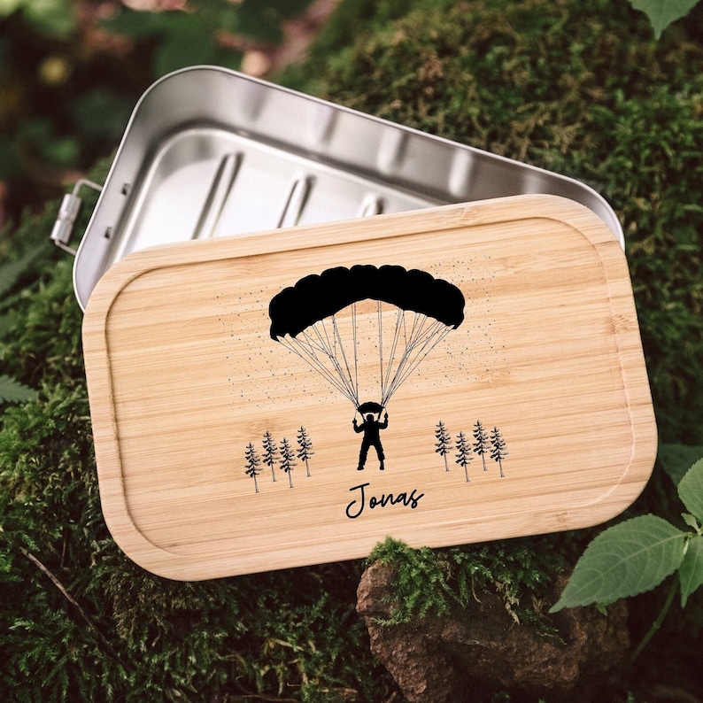 Parapente, parachute, parapente, cadeaux pour hommes, parachutisme, cadeaux hommes, lunch box personnalisée image 1