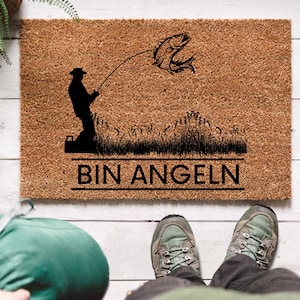 Angeln, Fußmatte Angeln, Angler Geschenk, Fußmatte Fisch, Geschenke für Angler, Männergeschenke, Geschenk Opa